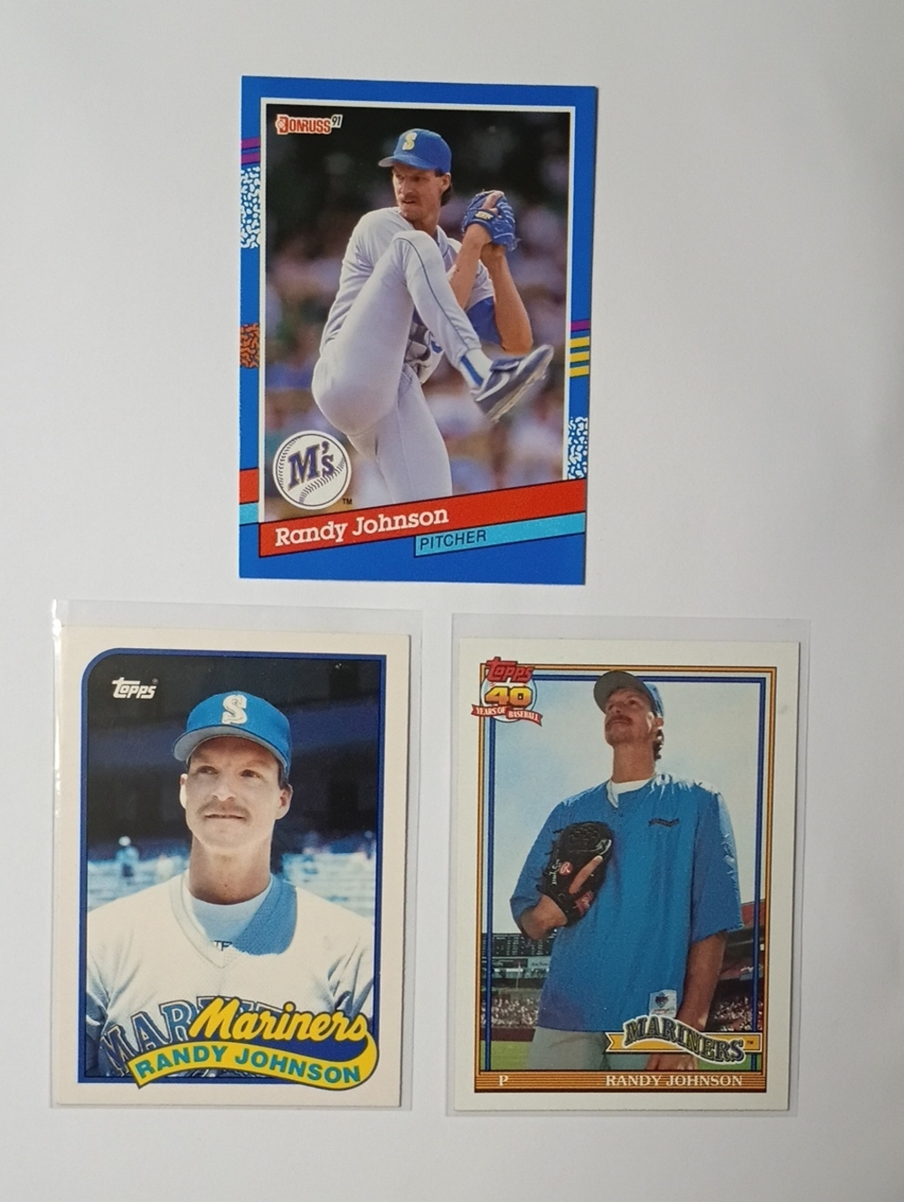 Topps Randy Johnson Baseball Cards - Blue & White Accents
